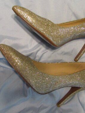 NIB COACH ADDIE 90 MET FABR PM GOLD HIGH HEELS (3.5") Size 8.5B